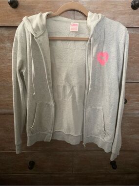 Pink by Victoria’s Secret grey full zip up hoodie. Small